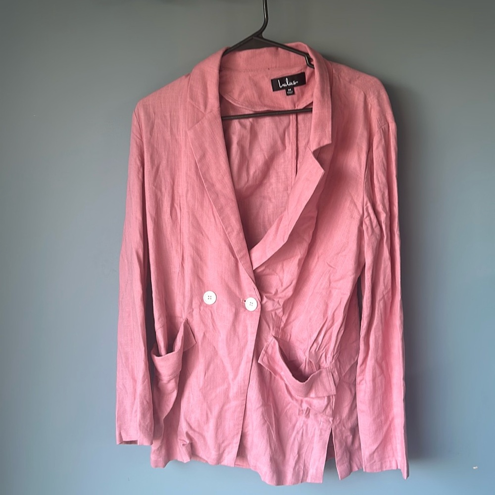 Lulus pink linen blazer